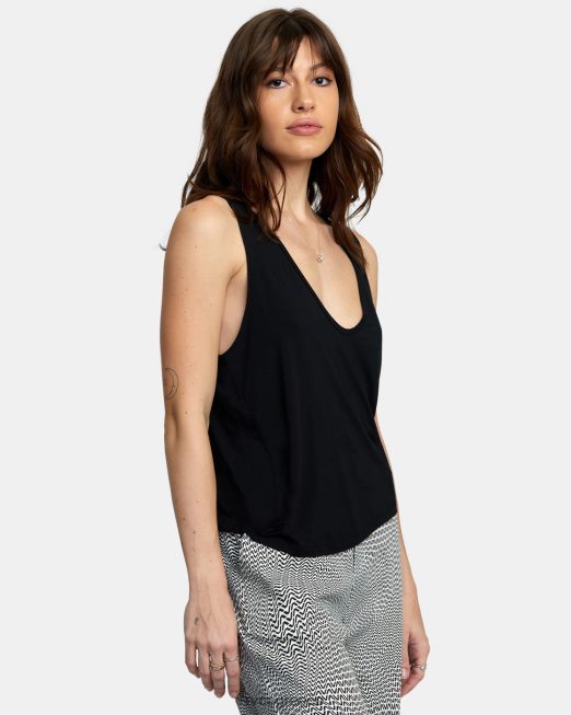 R422N81277 κομμένο φανελάκι RVCA γυναίκες αληθινό μαύρο είδη ένδυσης