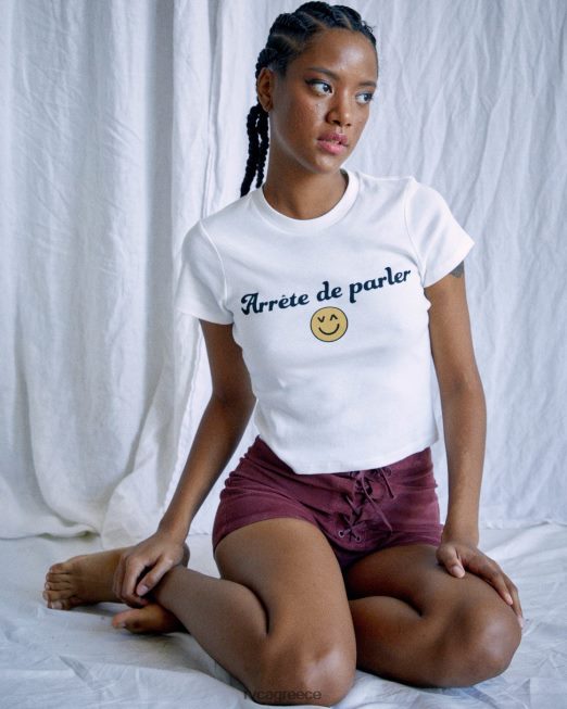 R422N81318 t-shirt camille rowe arrete de parler RVCA γυναίκες vintage λευκό είδη ένδυσης