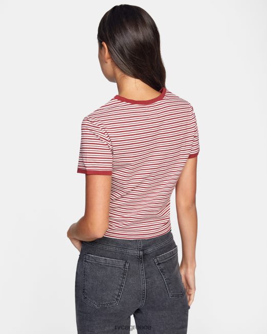 R422N81320 σίγουρα μπλουζάκι RVCA γυναίκες σκονισμένο κόκκινο είδη ένδυσης