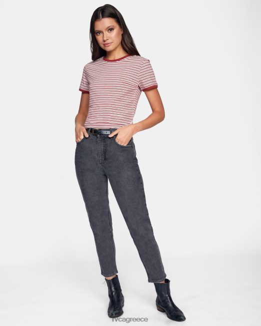 R422N81320 σίγουρα μπλουζάκι RVCA γυναίκες σκονισμένο κόκκινο είδη ένδυσης