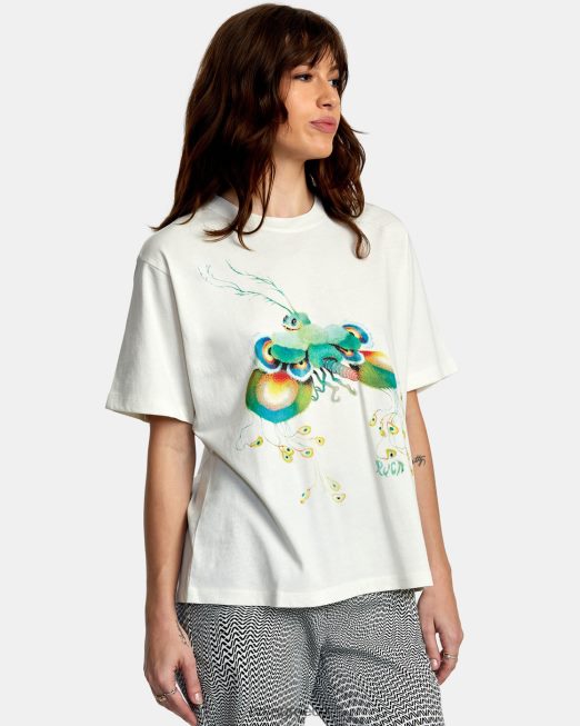 R422N81336 Fly guy anyday t-shirt RVCA γυναίκες vintage λευκό είδη ένδυσης