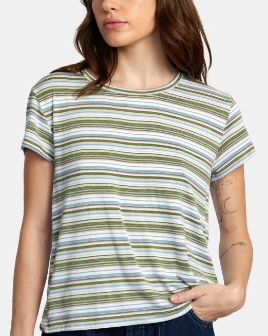 R422N81337 εσοχή 3 μπλουζάκι με λαιμόκοψη RVCA γυναίκες θαλάσσιο σπρέι είδη ένδυσης