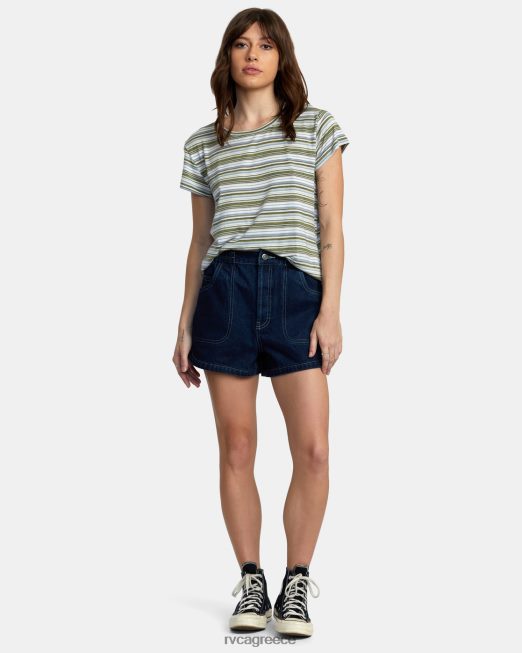 R422N81337 εσοχή 3 μπλουζάκι με λαιμόκοψη RVCA γυναίκες θαλάσσιο σπρέι είδη ένδυσης