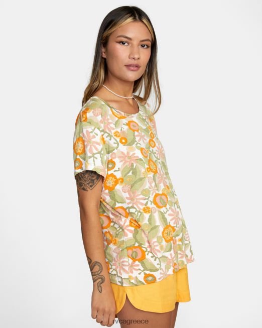 R422N81339 εσοχή 3 μπλουζάκι με λαιμόκοψη RVCA γυναίκες κατιφές είδη ένδυσης