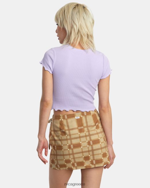 R422N81359 ανθισμένο μπλουζάκι συμμαθητή RVCA γυναίκες λεβάντα είδη ένδυσης