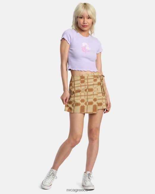 R422N81359 ανθισμένο μπλουζάκι συμμαθητή RVCA γυναίκες λεβάντα είδη ένδυσης