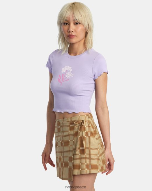 R422N81359 ανθισμένο μπλουζάκι συμμαθητή RVCA γυναίκες λεβάντα είδη ένδυσης