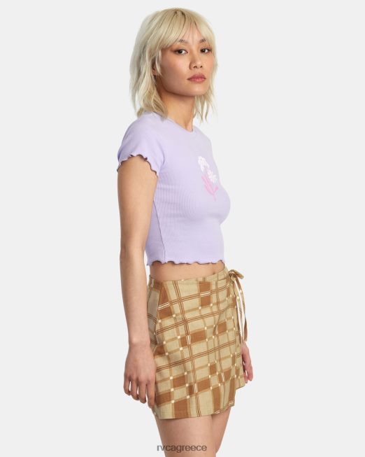 R422N81359 ανθισμένο μπλουζάκι συμμαθητή RVCA γυναίκες λεβάντα είδη ένδυσης