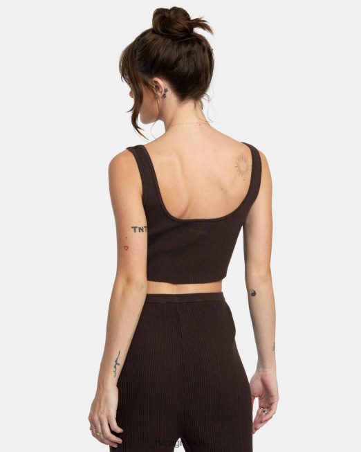 R422N81434 swerve henley rib knit crop top RVCA γυναίκες Ιάβα είδη ένδυσης