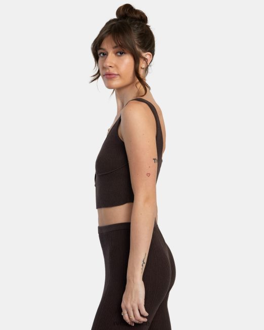 R422N81434 swerve henley rib knit crop top RVCA γυναίκες Ιάβα είδη ένδυσης