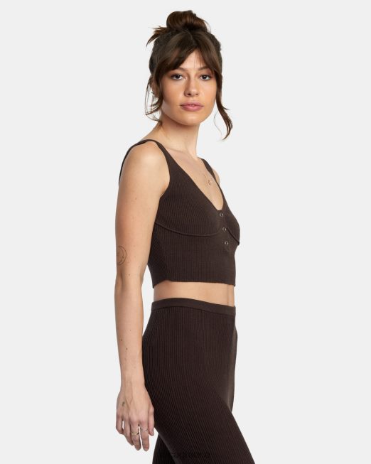 R422N81434 swerve henley rib knit crop top RVCA γυναίκες Ιάβα είδη ένδυσης