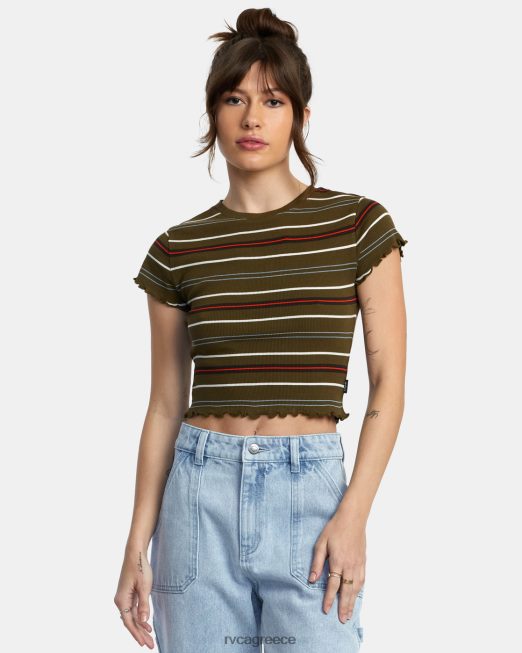 R422N81437 συμμαθητής crop tee RVCA γυναίκες μαύρη ελιά είδη ένδυσης