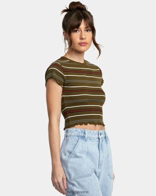 R422N81437 συμμαθητής crop tee RVCA γυναίκες μαύρη ελιά είδη ένδυσης