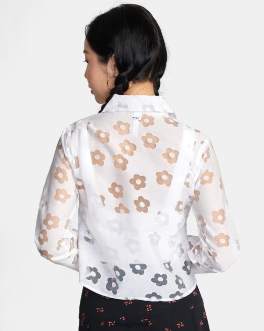 R422N81494 jagger μακρυμάνικη μπλούζα RVCA γυναίκες ψιθύρισε λευκό είδη ένδυσης