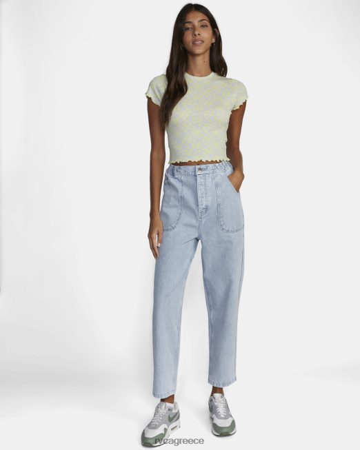 R422N81556 συμμαθητής crop tee RVCA γυναίκες ασβέστη κίτρινο είδη ένδυσης