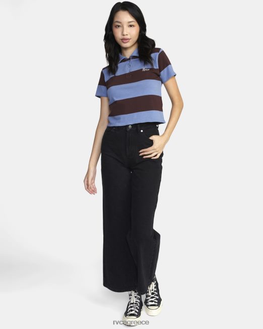 R422N81582 επανάληψη cropped μπλουζάκι πόλο RVCA γυναίκες απέραντο μπλε είδη ένδυσης