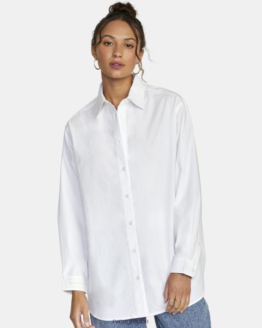 R422N81640 angeles μακρυμάνικο μπλουζάκι με κουμπιά RVCA γυναίκες ψιθύρισε λευκό είδη ένδυσης