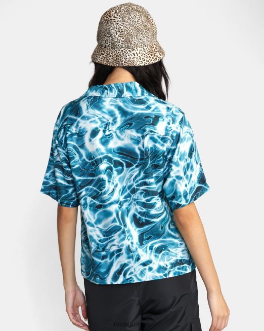 R422N81705 κυματιστό επάνω μέρος με κουμπί προς τα κάτω RVCA γυναίκες λιβάδι είδη ένδυσης