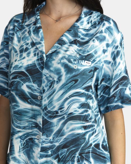 R422N81705 κυματιστό επάνω μέρος με κουμπί προς τα κάτω RVCA γυναίκες λιβάδι είδη ένδυσης