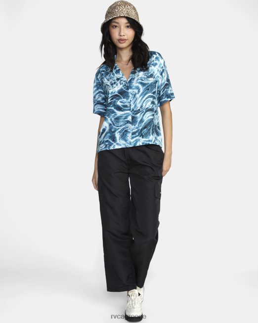 R422N81705 κυματιστό επάνω μέρος με κουμπί προς τα κάτω RVCA γυναίκες λιβάδι είδη ένδυσης