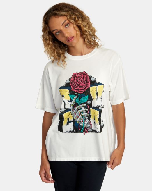 R422N8269 μανδροειδές μπλουζάκι RVCA γυναίκες vintage λευκό είδη ένδυσης