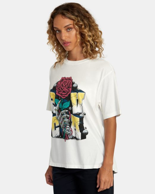 R422N8269 μανδροειδές μπλουζάκι RVCA γυναίκες vintage λευκό είδη ένδυσης