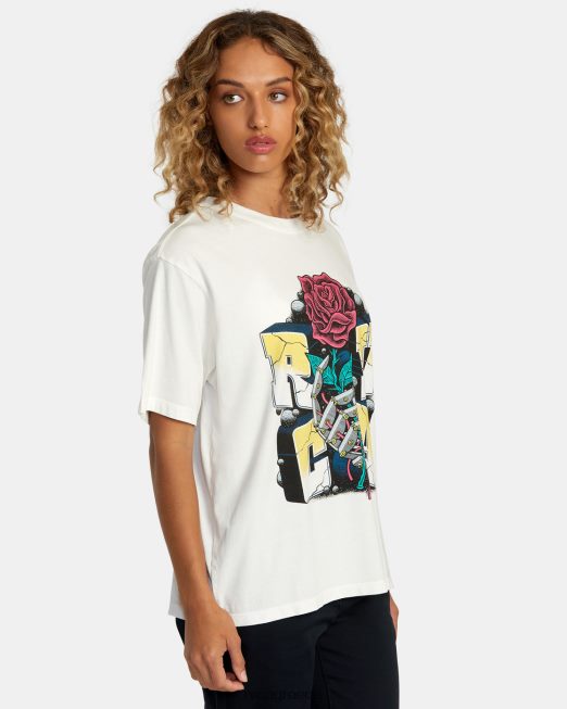 R422N8269 μανδροειδές μπλουζάκι RVCA γυναίκες vintage λευκό είδη ένδυσης