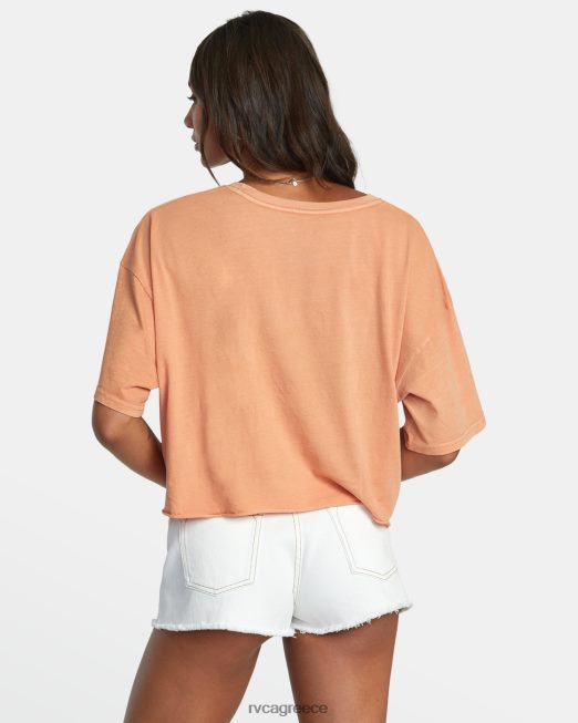 R422N8936 μεγάλο κοντομάνικο μπλουζάκι RVCA γυναίκες τριαντάφυλλο φαραγγιού είδη ένδυσης