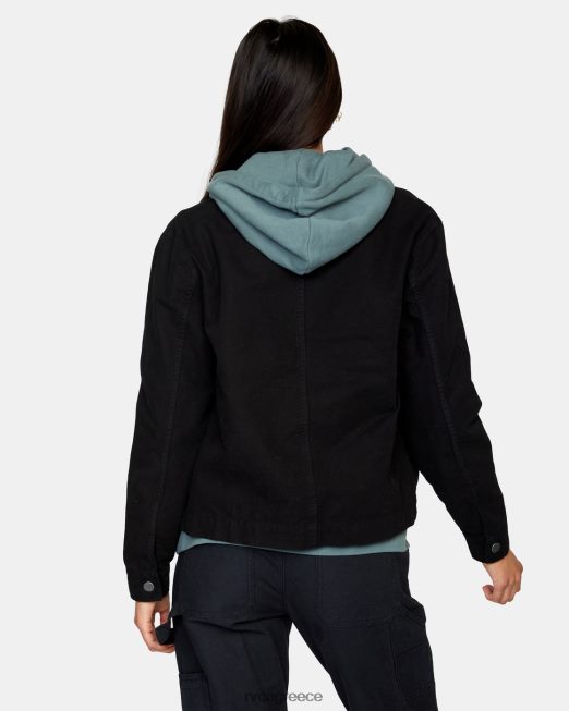 R422N8844 ύφεση αγγαρεία παλτό RVCA γυναίκες αληθινό μαύρο είδη ένδυσης