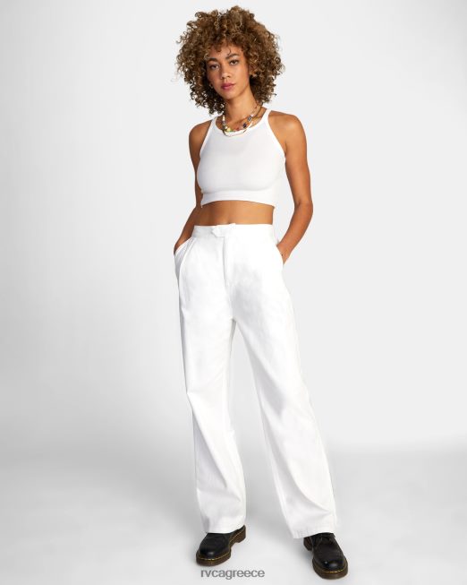 R422N81692 υφαντό παντελόνι από pepa RVCA γυναίκες ψιθύρισε λευκό είδη ένδυσης