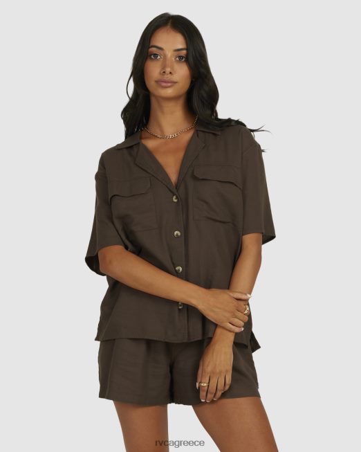 R422N81343 μπλούζα με καφεΐνη RVCA γυναίκες καφές είδη ένδυσης