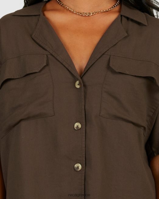 R422N81343 μπλούζα με καφεΐνη RVCA γυναίκες καφές είδη ένδυσης