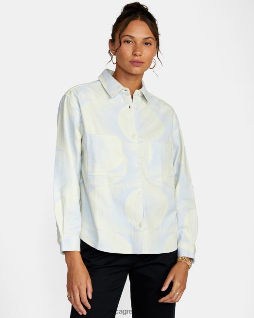 R422N81547 βιασύνη μακρυμάνικο φανελένιο πουκάμισο RVCA γυναίκες μπλε αλογόνου είδη ένδυσης