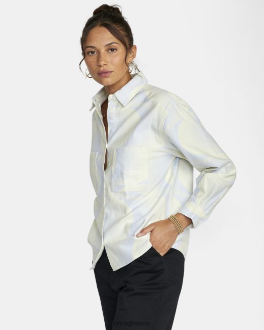 R422N81547 βιασύνη μακρυμάνικο φανελένιο πουκάμισο RVCA γυναίκες μπλε αλογόνου είδη ένδυσης