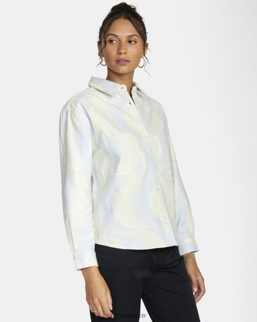 R422N81547 βιασύνη μακρυμάνικο φανελένιο πουκάμισο RVCA γυναίκες μπλε αλογόνου είδη ένδυσης