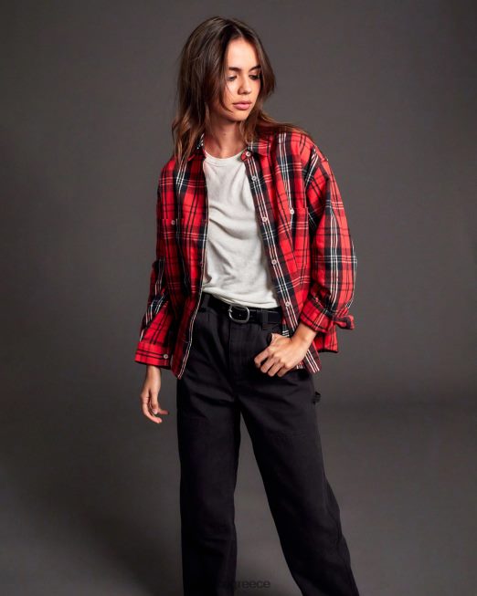 R422N81578 περιβόητο μακρυμάνικο φανελένιο πουκάμισο RVCA γυναίκες χρυσάνθεμο είδη ένδυσης