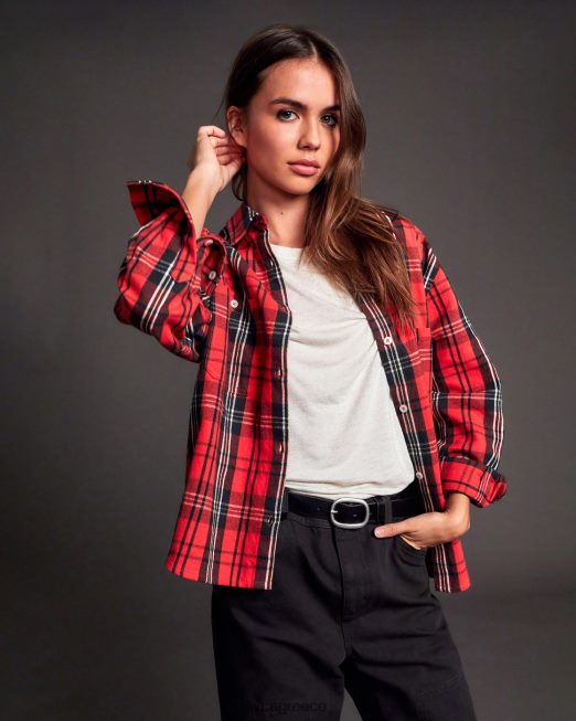 R422N81578 περιβόητο μακρυμάνικο φανελένιο πουκάμισο RVCA γυναίκες χρυσάνθεμο είδη ένδυσης