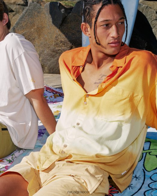 R422N8237 κοντομάνικο πουκάμισο ροζ machado swami RVCA γυναίκες μαρέγκα λεμονιού είδη ένδυσης