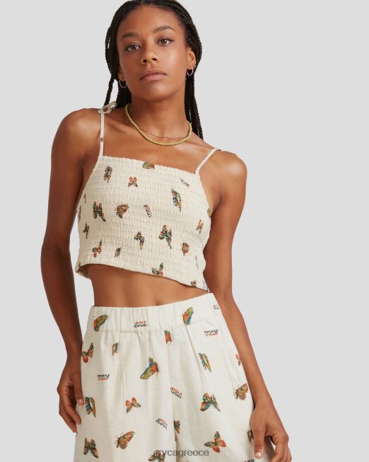 R422N81067 mel g φτερωτή γραβάτα smocked top RVCA γυναίκες φυσικός είδη ένδυσης