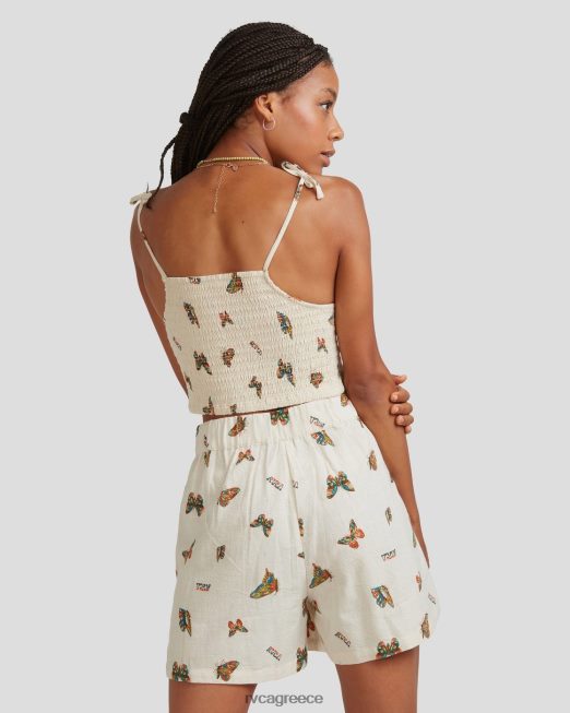 R422N81067 mel g φτερωτή γραβάτα smocked top RVCA γυναίκες φυσικός είδη ένδυσης