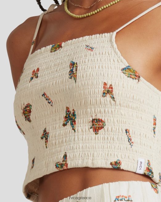 R422N81067 mel g φτερωτή γραβάτα smocked top RVCA γυναίκες φυσικός είδη ένδυσης