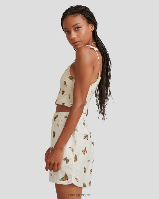 R422N81067 mel g φτερωτή γραβάτα smocked top RVCA γυναίκες φυσικός είδη ένδυσης