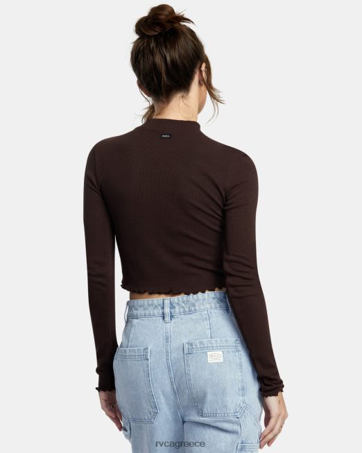 R422N81087 αποθηκευμένο μακρυμάνικο μακρυμάνικο crop top RVCA γυναίκες Ιάβα είδη ένδυσης