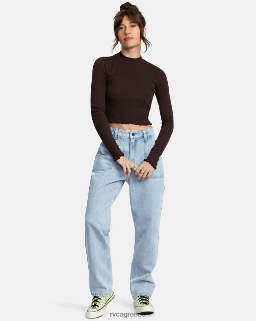 R422N81087 αποθηκευμένο μακρυμάνικο μακρυμάνικο crop top RVCA γυναίκες Ιάβα είδη ένδυσης