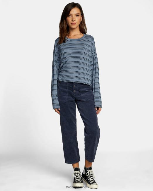 R422N81340 αντίστροφη μέτρηση ii μακρυμάνικο πλεκτό τοπ RVCA γυναίκες μπλε σχιστόλιθο είδη ένδυσης