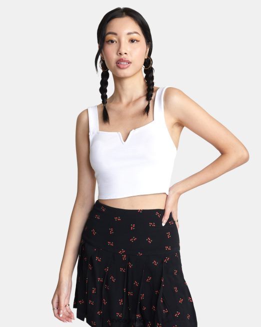 R422N81484 απόλαυση cropped top tank RVCA γυναίκες ψιθύρισε λευκό είδη ένδυσης