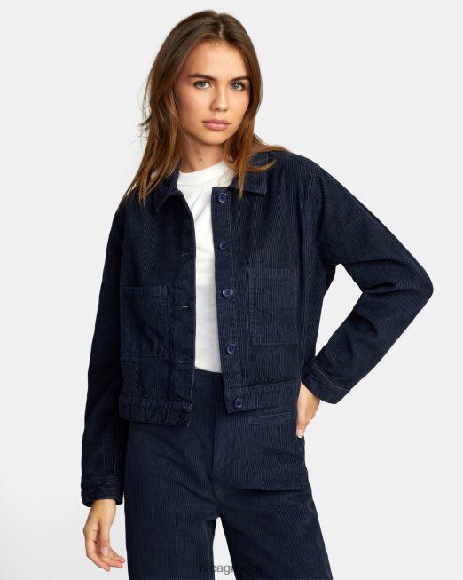 R422N81662 jaded shacket σακάκι πουκάμισο κοτλέ RVCA γυναίκες μεσάνυχτα είδη ένδυσης