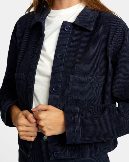 R422N81662 jaded shacket σακάκι πουκάμισο κοτλέ RVCA γυναίκες μεσάνυχτα είδη ένδυσης