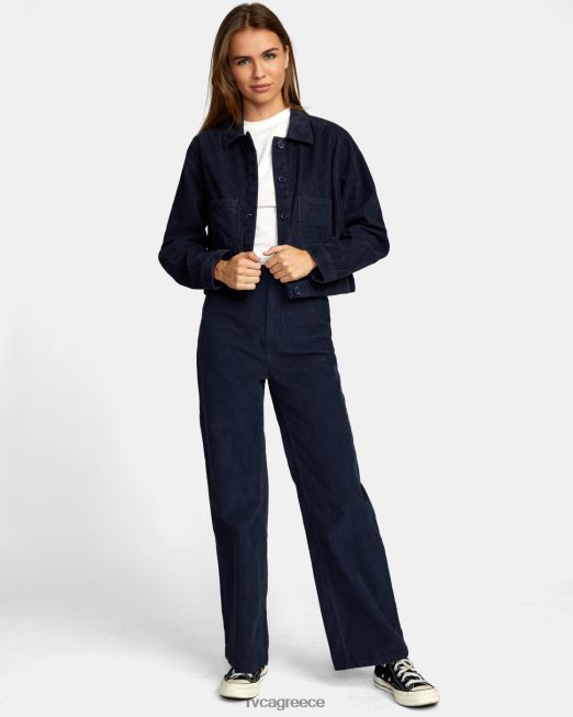R422N81662 jaded shacket σακάκι πουκάμισο κοτλέ RVCA γυναίκες μεσάνυχτα είδη ένδυσης