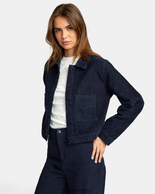 R422N81662 jaded shacket σακάκι πουκάμισο κοτλέ RVCA γυναίκες μεσάνυχτα είδη ένδυσης